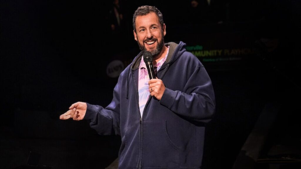 Adam Sandler in a serious moment from Uncut Gems, illustrating his career shift from comedy punchlines to prestige drama roles — part of the Adam Sandler Punchlines to Prestige narrative.