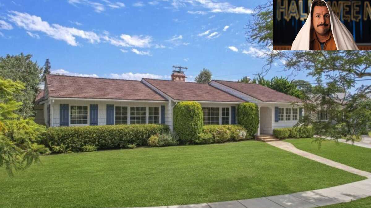Exterior view of a luxury home in Pacific Palisades from Adam Sandler's real estate portfolio