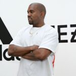 Kanye West at a press event during the height of the Yeezy success before the brand collapse