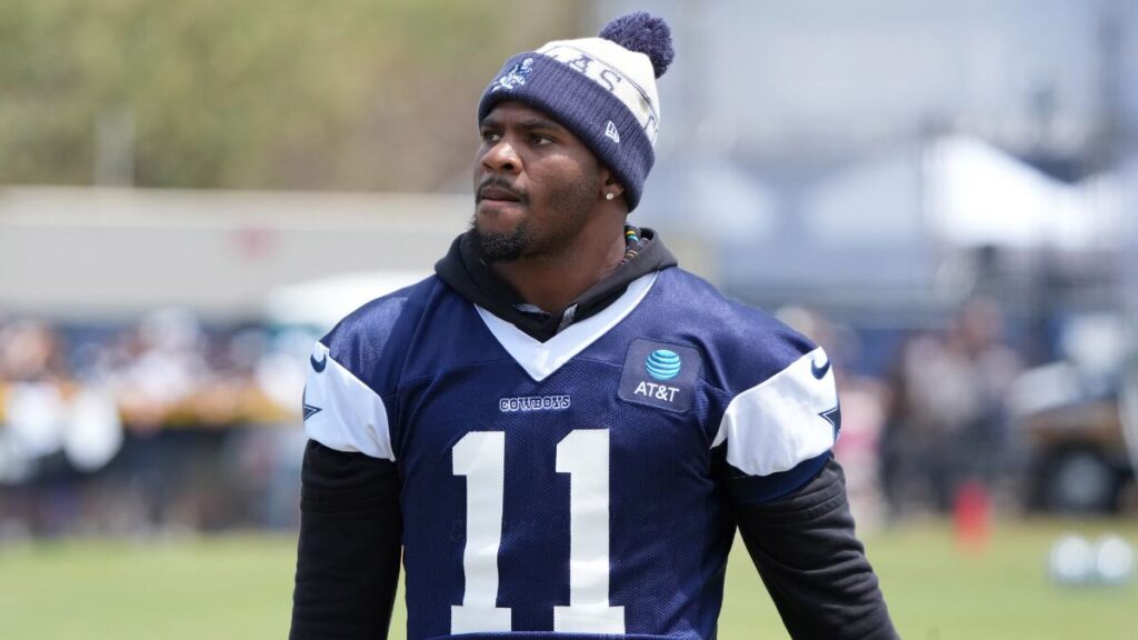 Micah Parsons standing in training gear with a focused expression, representing his quiet and disciplined approach to personal branding — a brand without a slogan.