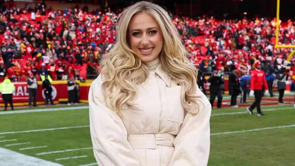 Brittany Mahomes Signature Style featuring bold colors, glam athleisure, and power suit looks that define her sporty yet feminine fashion identity.