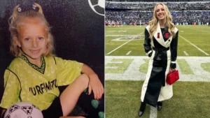 Childhood Brittany Mahomes soccer photo on the field in Whitehouse, Texas, showing her early passion for sports.