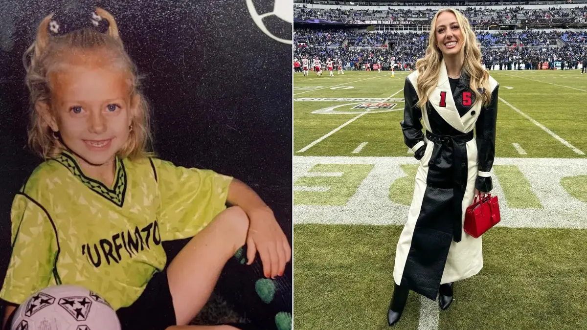 Childhood Brittany Mahomes soccer photo on the field in Whitehouse, Texas, showing her early passion for sports.