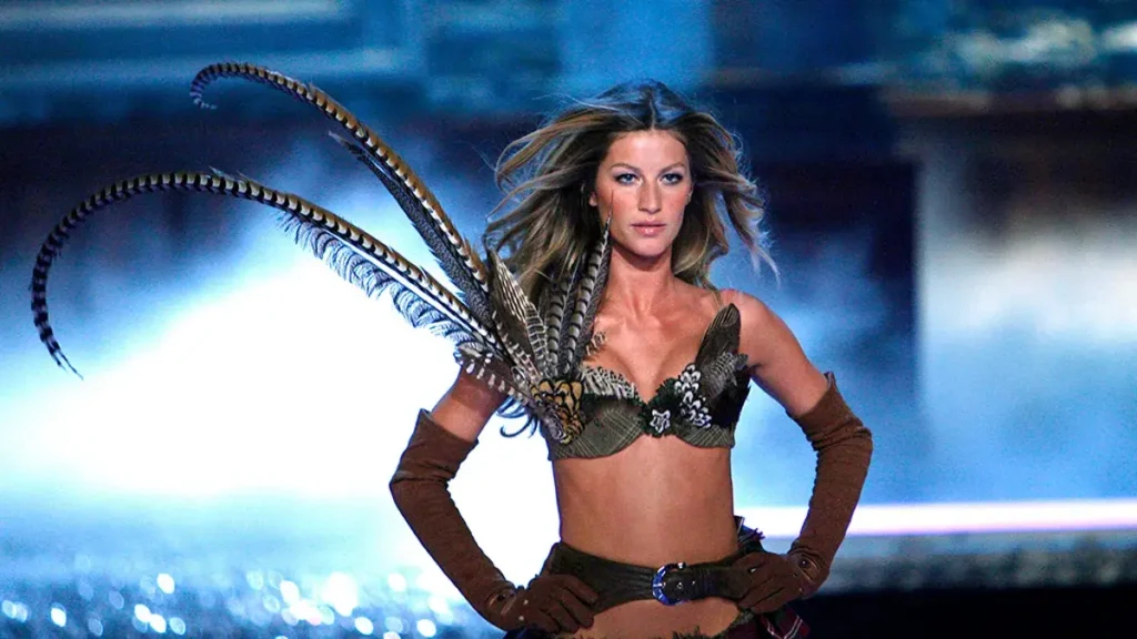 Gisele Bündchen modeling on the runway at New York Fashion Week