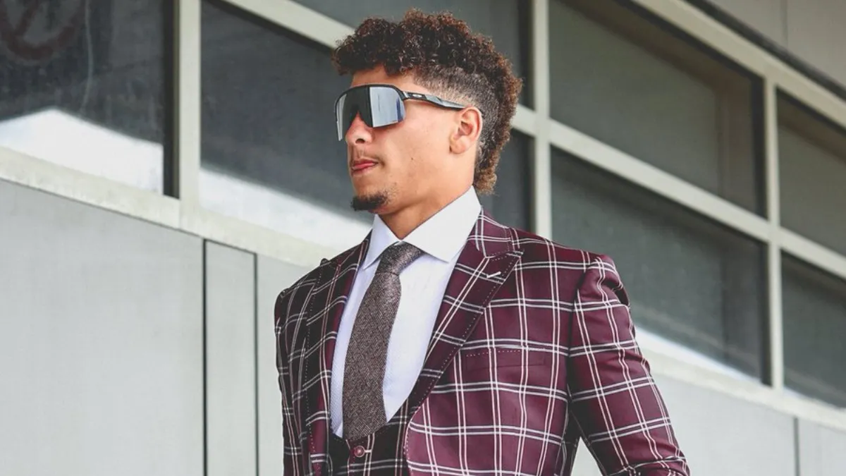 Patrick Mahomes Style showcasing his signature mix of luxury suits and sporty casual looks, highlighting his evolution as an NFL fashion icon.