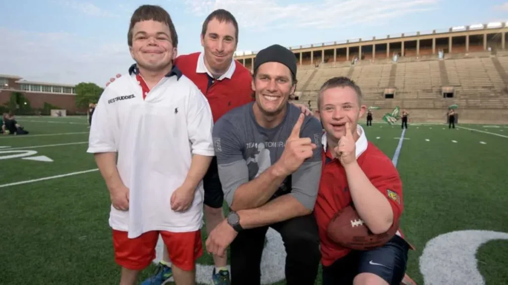 Tom Brady philanthropy work through TB12 Foundation, supporting young athletes and cancer research charities.