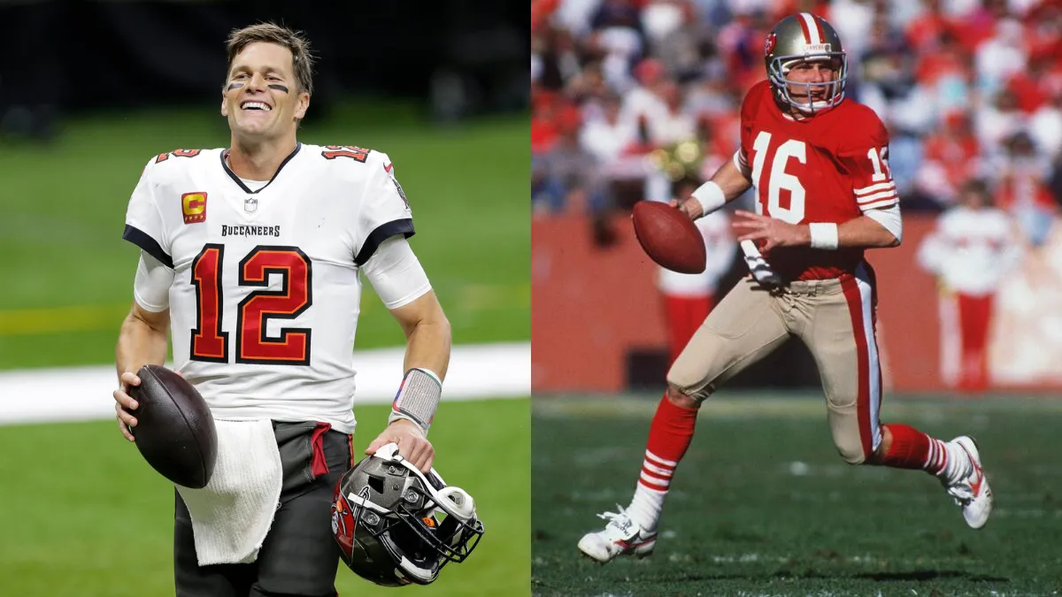 Tom Brady vs Joe Montana GOAT debate highlighting Super Bowl legacies and quarterback greatness